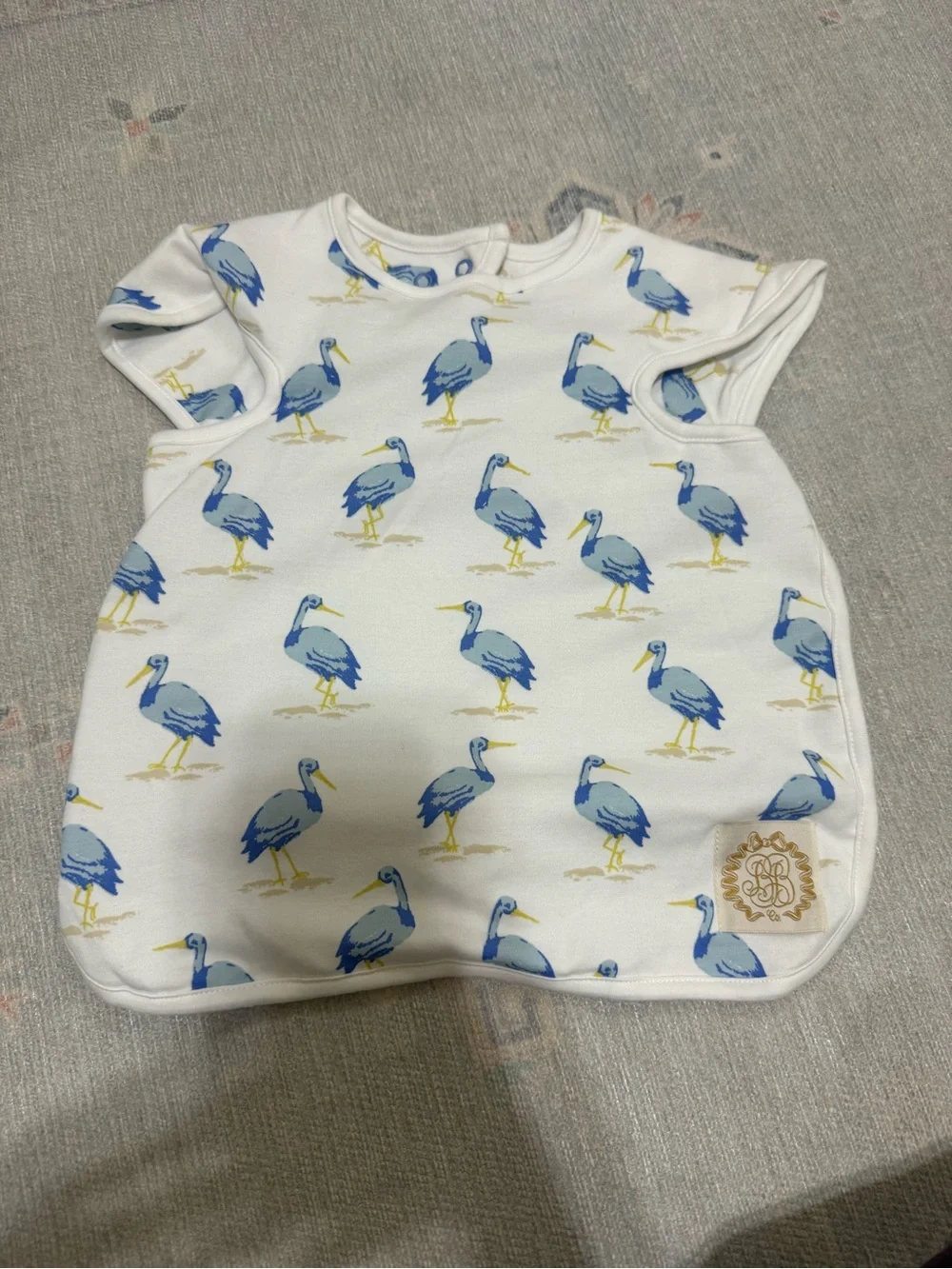 TBBC White Blue Pelican Print Bib